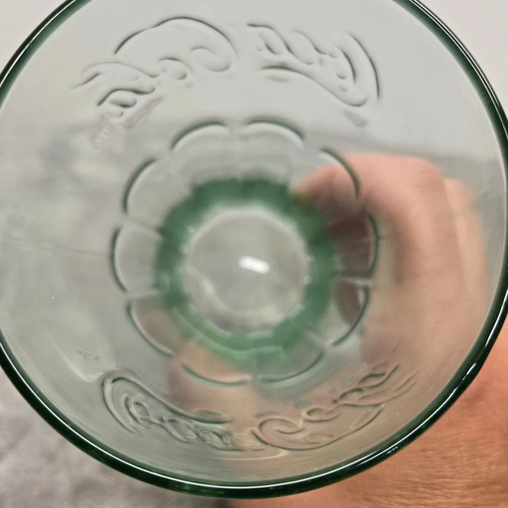 Coca-Cola Georgia Green Glass Tumbler Embossed Logo Contour Shape 6 inch